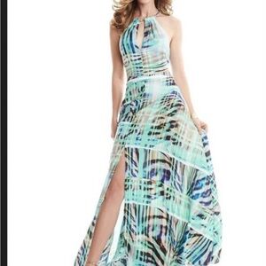 MARCIANO Blue Green High Low Dress